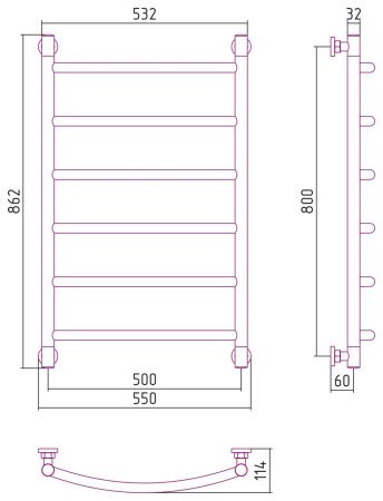 Полотенцесушитель водяной "ГАЛАНТ+" 800х500 (Матовая Шампань)