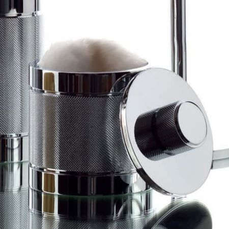 Контейнер, Bertocci, Officina 01, с крышкой, ширина, мм-90, глубина, мм-90, высота, мм-110, тип установки-настольный (свободностоящий), цвет-хром