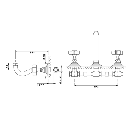 Nicolazzi Dames Anglaises Смеситель настенный для раковины с 2мя ручками, цвет: хром, артикул 1477CR18