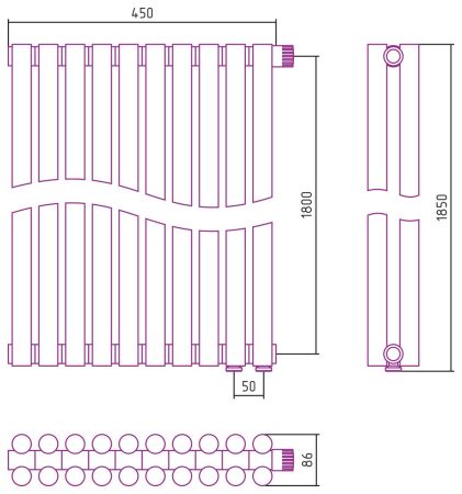 Отопительный радиатор ЭСТЕТ-11 н/ж EU50 1800х450 / 10 сек (Без покрытия)
