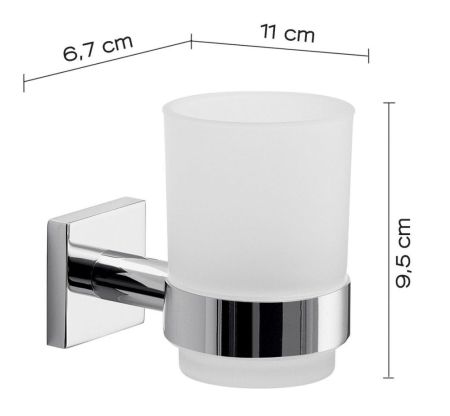 Gedy Fuji, настенный стеклянный стакан, цвет хром, артикул FJ10(13)