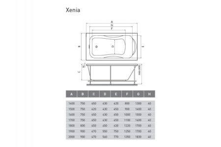 Ванна акриловая Relisan XENIA Гл000000981, 170x75, артикул Гл000000981