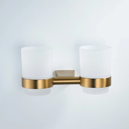 Стакан для ванной комнаты двойной Shevanik SG5722G, золотой сатин, артикул SG5722G