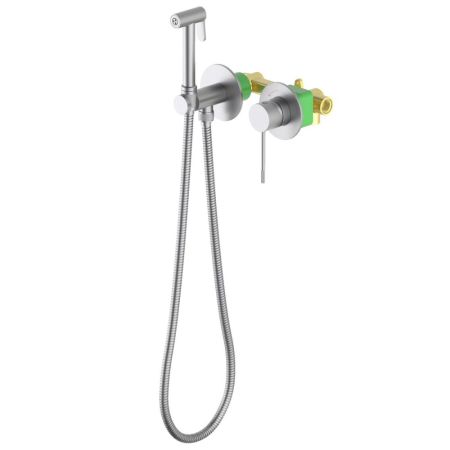 Смеситель встроенный с гигиеническим душем с защитой от ожогов Timo Saona никель (2339/13SM), артикул 2339/13SM