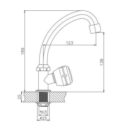 Кран для холодной воды Cron CN4195, хром, артикул CN4195