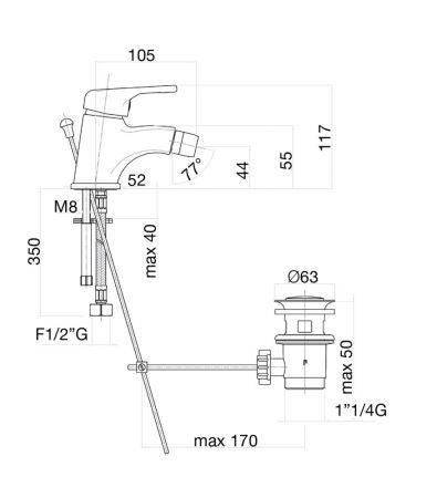 Смеситель для биде Fiore MISTRAL 42CR3710, хром, артикул 42CR3710