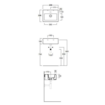 SIMAS Frozen раковина 43х33,5см, с 1 отверстием под смесит. выбитым вручную,  цвет белый