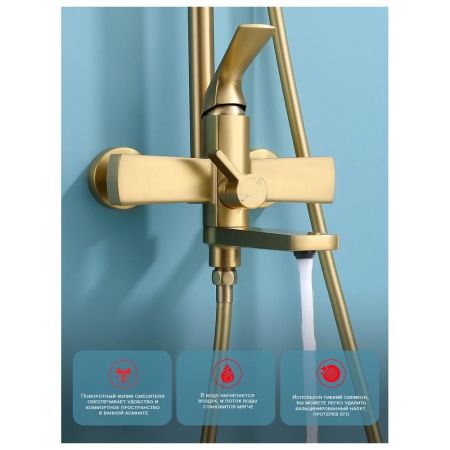 Душевая система Raglo R07.24.03, сатин золотой