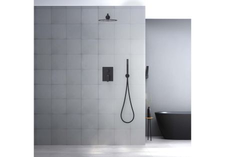 Set 3 в 1 душевой комплект AQUATEK, матовый черный AQ1272MB ОБЕРОН, артикул AQ1272MB