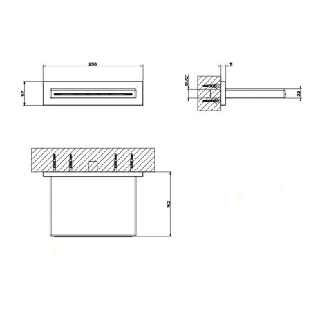 Gessi Rettangolo Каскадный излив для душа настенный, для монтажа с удаленным управлением (не входит в комплект), цвет: шлифованная сталь, артикул 20293#239