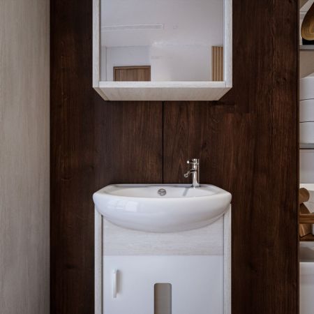 Комплект мебели для ванной Бриклаер БАЛИ 40, светлая лиственница/белый, артикул БАЛИ 40