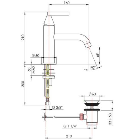 Nicolazzi Flag  Смеситель  для раковины однорычажный,с донным клапаном,цвет хром