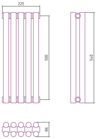 Отопительный радиатор ЭСТЕТ-11 н/ж 500х225 / 5 сек (МУАР Темный Титан), артикул 15-0302-5005