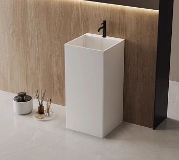Напольная раковина из искусственного камня Solid Surface 450x450x850, CEZARES CZR-SLIDER-450/850-LV-SS
