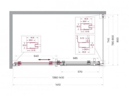 MARINO-2-AH-1-140/90-C-GM Душевой уголок, артикул MARINO-2-AH-1-140/90-C-GM