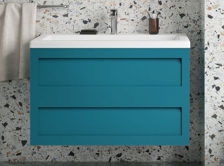 PLATINO База под раковину подвесная с двумя выкатными ящиками, Бирюзовый матовый AM-Platino-900-2C-SO-TM, артикул AM-Platino-900-2C-SO-TM