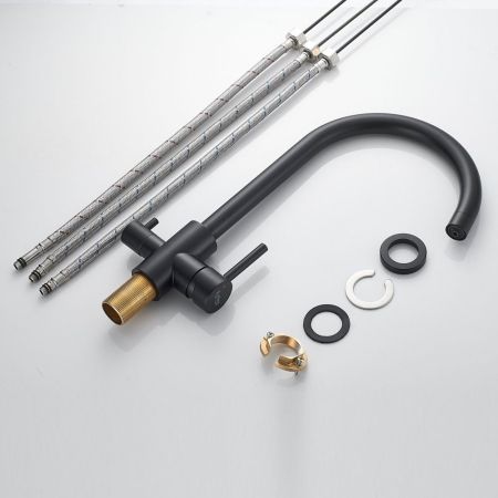 Смеситель для кухни с подключением фильтра воды Raffine F108H, черный