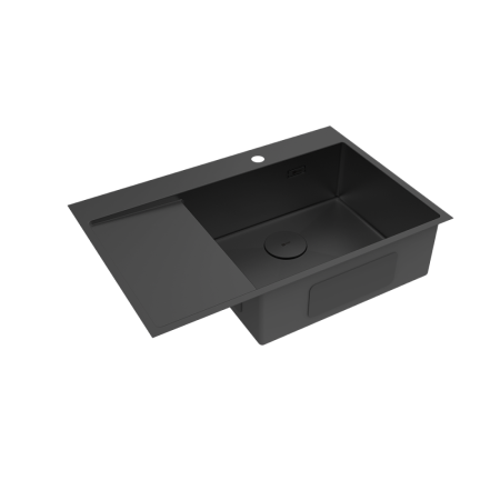 Кухонная мойка Lemark KEZADRA 780P прямоугольная с крылом из нержавеющей стали (чаша СПРАВА) цвет: чёрный матовый (9932156), артикул 9932156