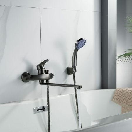 Смеситель для ванны Shevanik S5072T, оружейная сталь