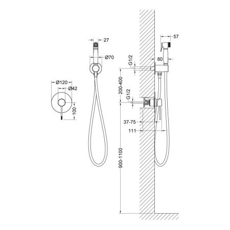 Смеситель встроенный с гигиеническим душем Timo Saona 2389/03SM золото матовое, артикул 2389/17SM