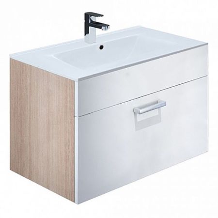 Тумба с раковиной Iddis Mirro 80 подвесная Белая Светлое дерево, артикул MIR80W2i95K