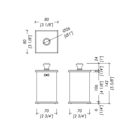 DEVON Cube Емкость с крышкой, цвет белый/хром, артикул CUBE302CR