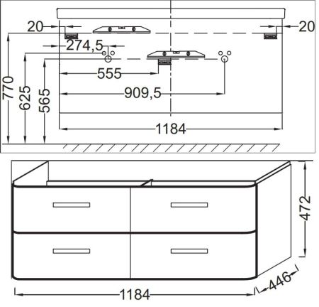 Тумба под раковину Jacob Delafon Replay 120 EB1048-G1C подвесная Белая глянцевая, артикул EB1048-G1C