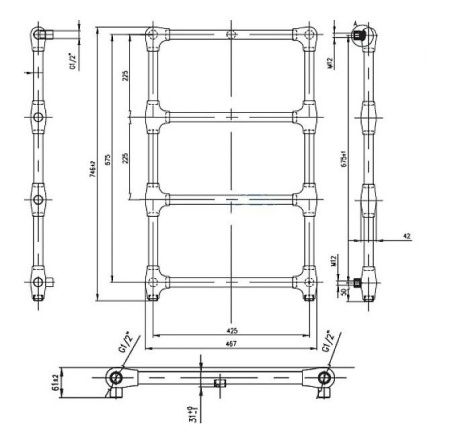 Водяной полотенцесушитель Zehnder Cornwall LVCWC-75-47 Хром