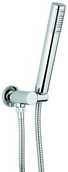 Emmevi, набор ручного душа 154: круглая лейка с держателем и водотводом, шланг 150 см (все детали из латуни), цвет черный матовый