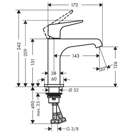 AX Citterio E Смеситель для раковины 125
