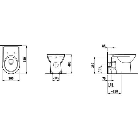 LAUFEN Pro  Унитаз напольный 580x360x400 мм, выпуск горизонтальный/вертикальный, белый, артикул 8.2295.1.000.000.1