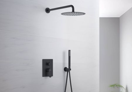 Set 3 в 1 душевой комплект AQUATEK, матовый черный AQ1272MB ОБЕРОН, артикул AQ1272MB