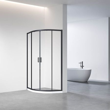 Душевой угол Veconi Rovigo RV-01B, 900x900x1950,черный, стекло прозрачное, артикул RV01B-90-01-C7