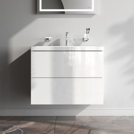 M90FHX07522WG GEM, База под раковину, подвесная, 75 см, 2 ящика push-to-open, цвет: белый, глянец, артикул M90FHX07522WG