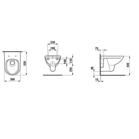 LAUFEN PRO  Унитаз подвесной 530x360x345 мм., безободковый, цвет белый, артикул 8.2096.0.000.000.1