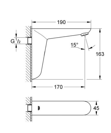 Вентиль инфракрасный для раковины GROHE Euroeco CE, без функции смесителя, хром (36274000)