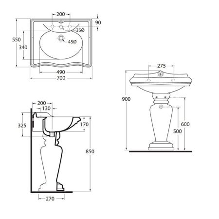 AZZURRA JUBILAEUM колонна для раковин 60/70/90/110см, цвет белый, артикул JUCLT0000000BI/(JUB300 bi)