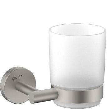 Стакан для ванной Lemark BELUGA подвесной, сталь, стекло, брашированный никель (LMA-8035S-BN)