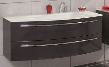 Puris Crescendo, тумба под раковину 1200 мм левая, цвет антрацит высокоглянцевый