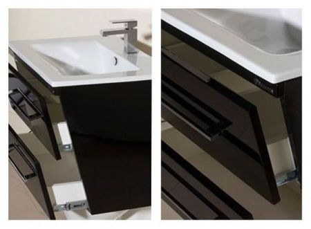 Тумба под раковину Bellezza Берта 90 4635215510042 подвесная Черная, артикул 4635215510042