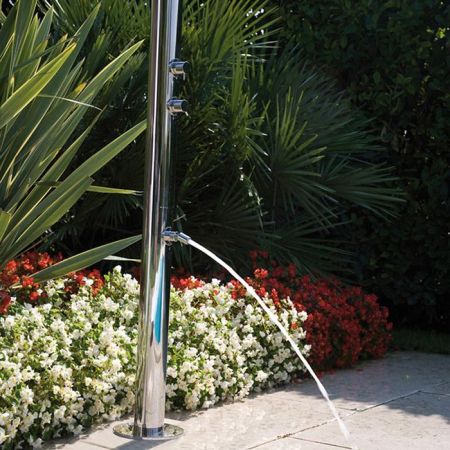 BOSSINI AQUABAMBU Душевая колонна для установки вне помещения, напольная, 2 прогрессивных смесителя, каскад, излив, с встроенной частью, цвет хром, артикул L00860.030