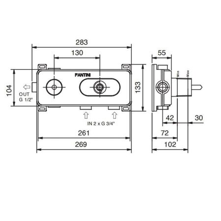 Fantini Внутренняя часть термостатического смесителя для душа, 1 источник, 3/4", артикул 19 00 D231A