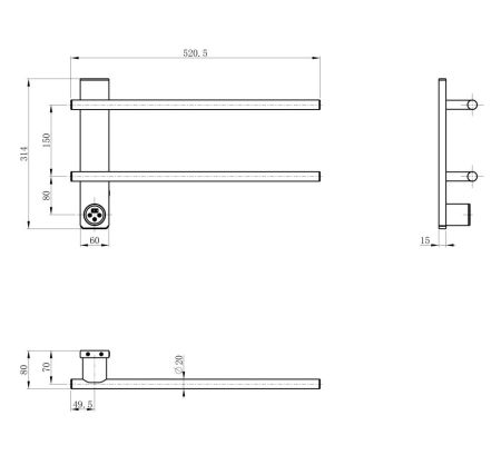 Полотенцесушитель электрический WONZON & WOGHAND NÜRNBERG, Черный матовый (WW-AL342-MB), артикул WW-AL342-MB