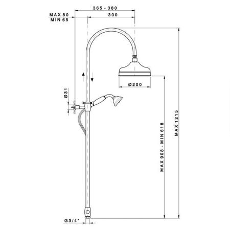 Nicolazzi Doccia Душевая стойка с верхним душем Ø 30см, переключателем и ручным душем, цвет: бронза, артикул 5712WSBZ30