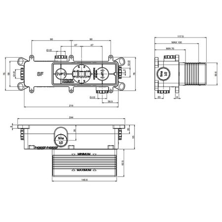FIMA|Carlo Frattini Внутренняя часть встраваемого смесителя для душа на 2 выхода