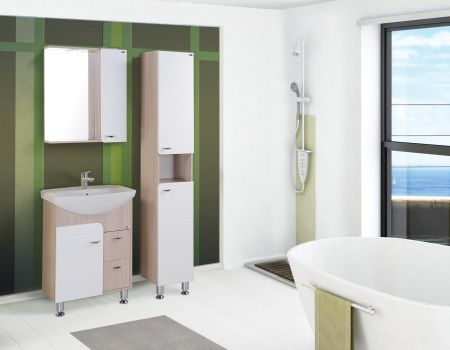 Тумба Onika Стиль 60 напольная, белая/ясень шимо (ум. Грация 60)