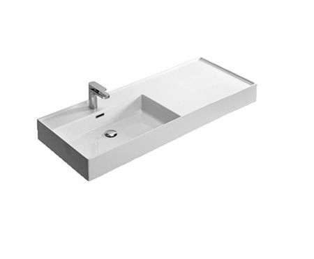 Hidra Kiub, накладная/подвесная прямоугольная раковина 121x46x12h см, чаша слева, цвет белый глянцевый, артикул KI120DX/001