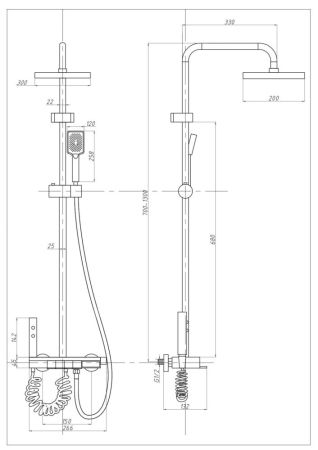 Душевая система ПСМ-Профсан тип См-ВДшОРНТрА (PSM-900-83GA), артикул PSM-900-83GA