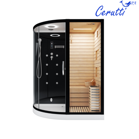 Сауна LUGANO Nero-R Black комбинированная 2в1 Cerutti SPA 1800x1100x2230, артикул CT8344