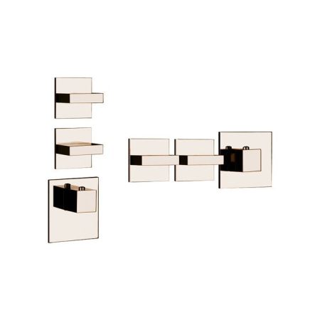 Gessi Rettangolo Встраиваемый термостат, подключение на 3/4”, с 2мя независимыми выходами(внешние части), цвет: медь, артикул 43214#030